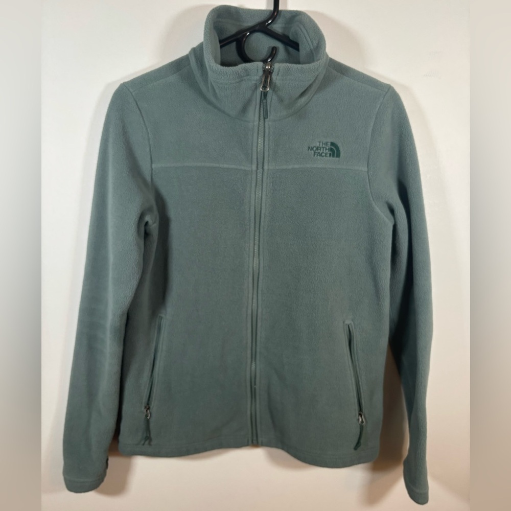 The North Face Womens Small Full Zip Fleece Jacket Sage Green Soft Warm